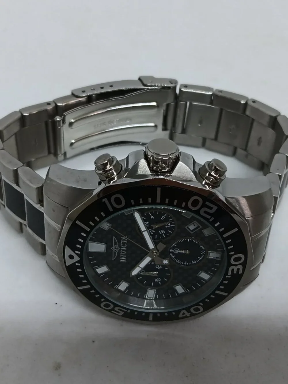 Invicta Pro Diver 17253 Men's 45 mm Silver/Black S/Steel Chrono Watch EX-DISPLAY